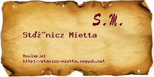 Stánicz Mietta névjegykártya